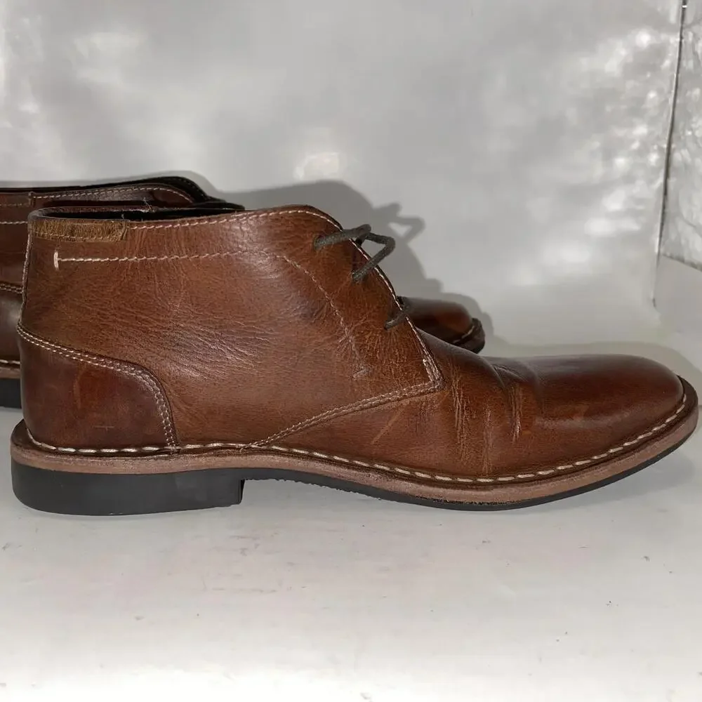 Steve Madden Chukka Boots Mens Size 8 Brown Leather Lace Up Casual P-IVON 982